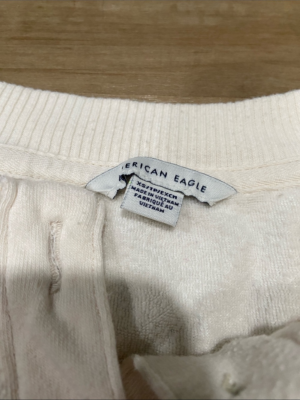 aerie Cream Button-Front Henley Sweatshirt - Picture 2 of 7